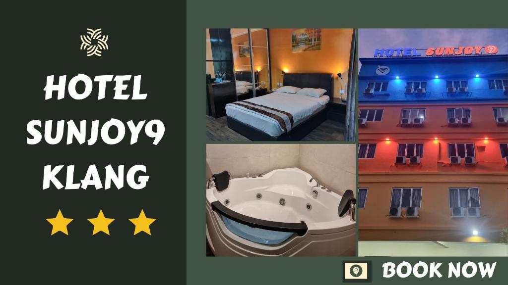 Hotel Sunjoy9 Klang promotional collage showing a room, spa bath and exterior