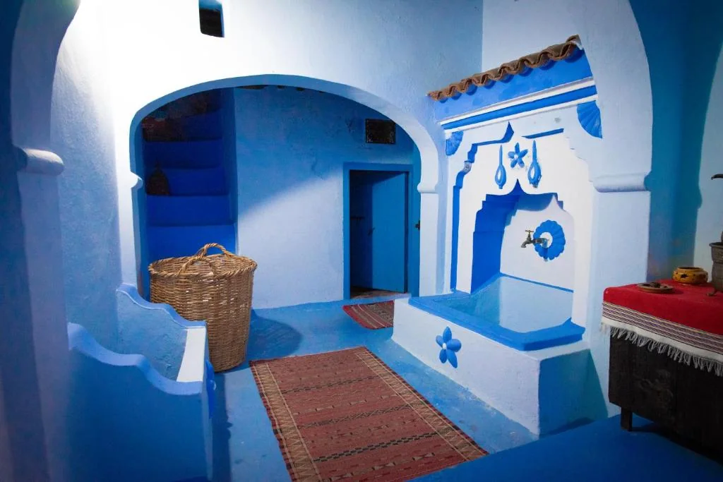 dar-dadicilef-chefchaouen-blue-courtyard.webp | Traditional blue courtyard at Dar Dadicilef in Chefchaouen