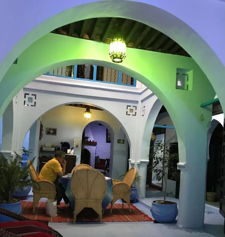 Dar Dadicilef courtyard seating area in Chefchaouen