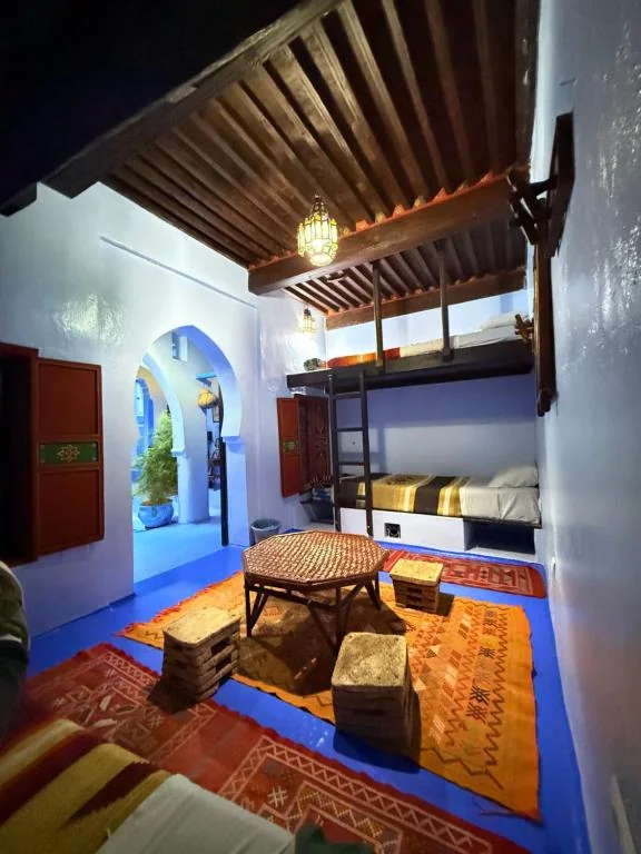 Loft-style guest room at Dar Dadicilef Chefchaouen