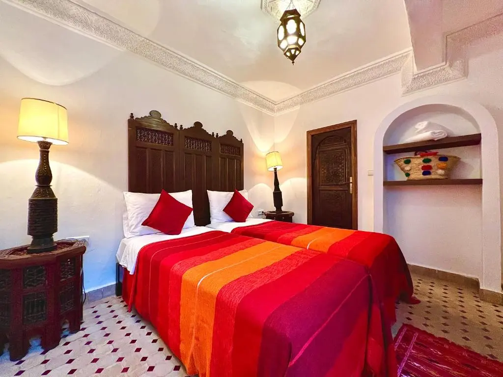 Colorful double room at Kasba Blanca Tangier