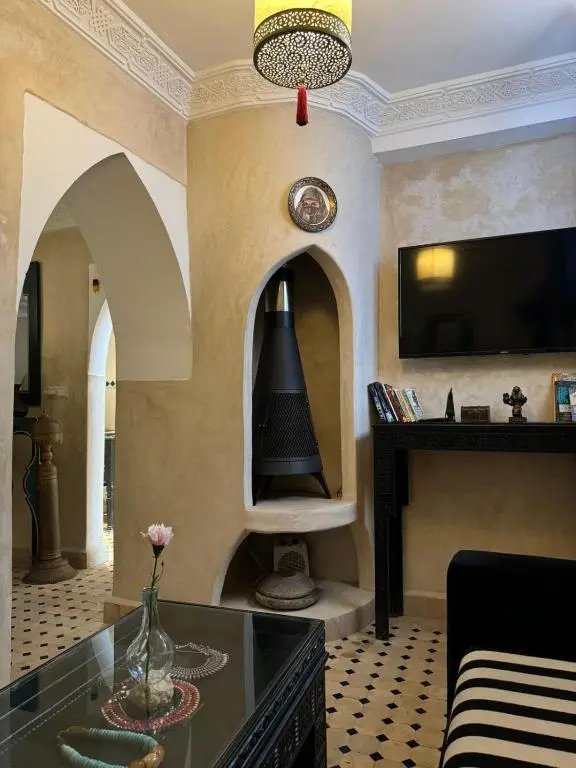 Fireplace lounge at Kasba Blanca Tangier