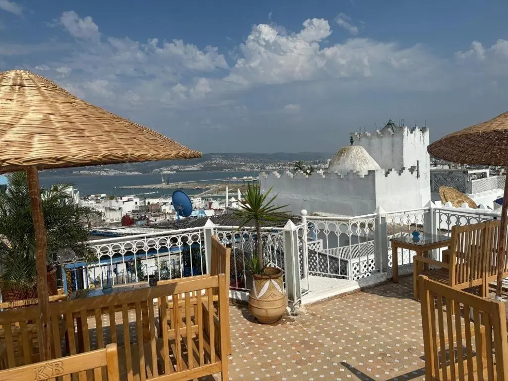 Ocean-view balcony at Kasba Blanca in Tangier