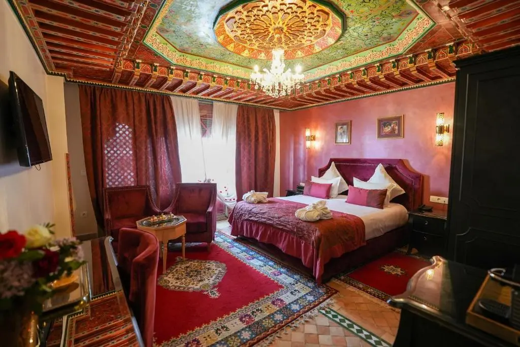 Double room with chandelier at Palais Zahia Tangier
