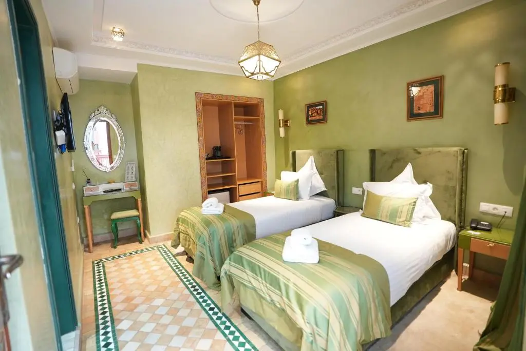 Green twin room at Palais Zahia Tangier