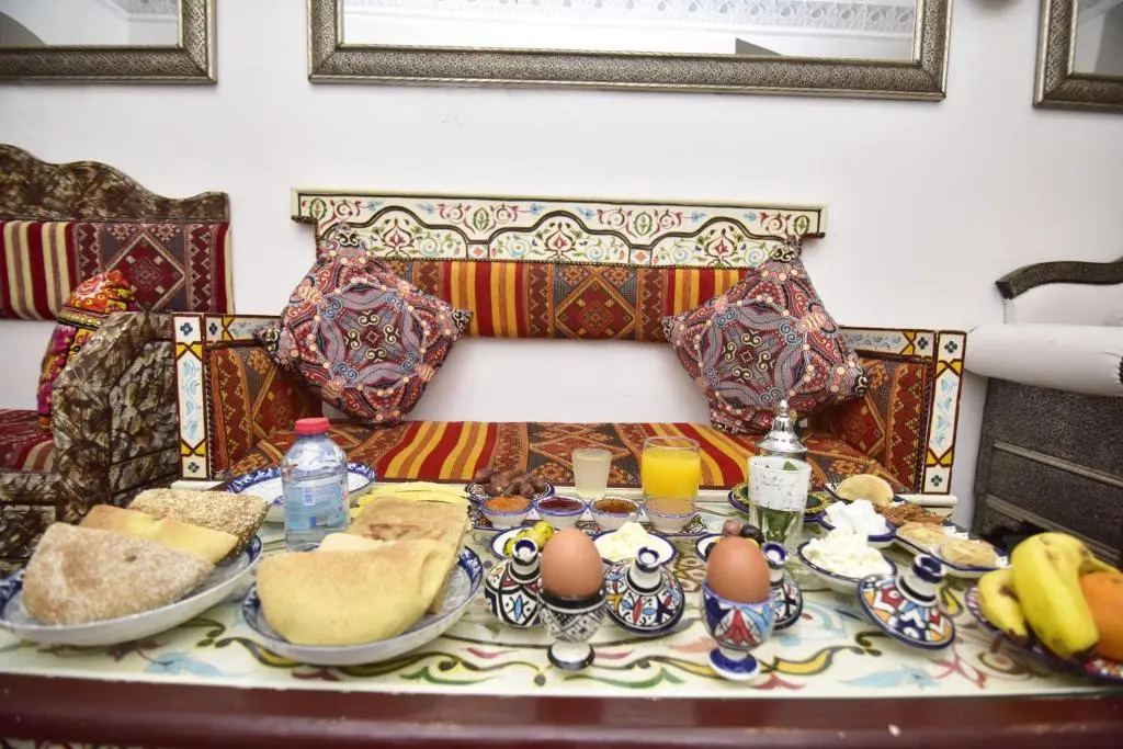 Traditional Moroccan breakfast served at Zoco Riad