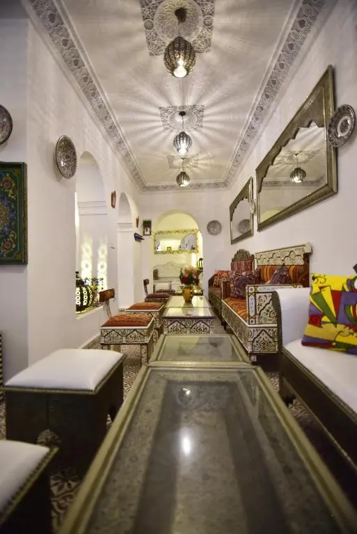 Moroccan lounge corridor inside Zoco Riad Tangier