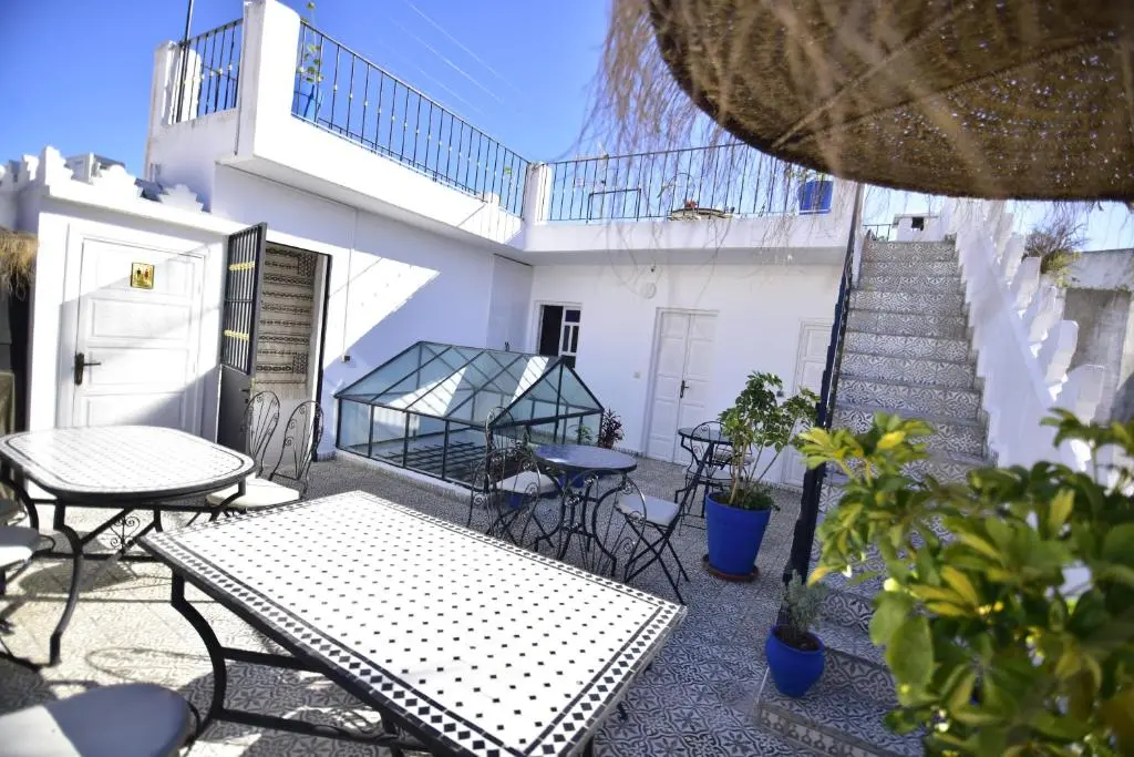 Sunny rooftop terrace at Zoco Riad in Tangier