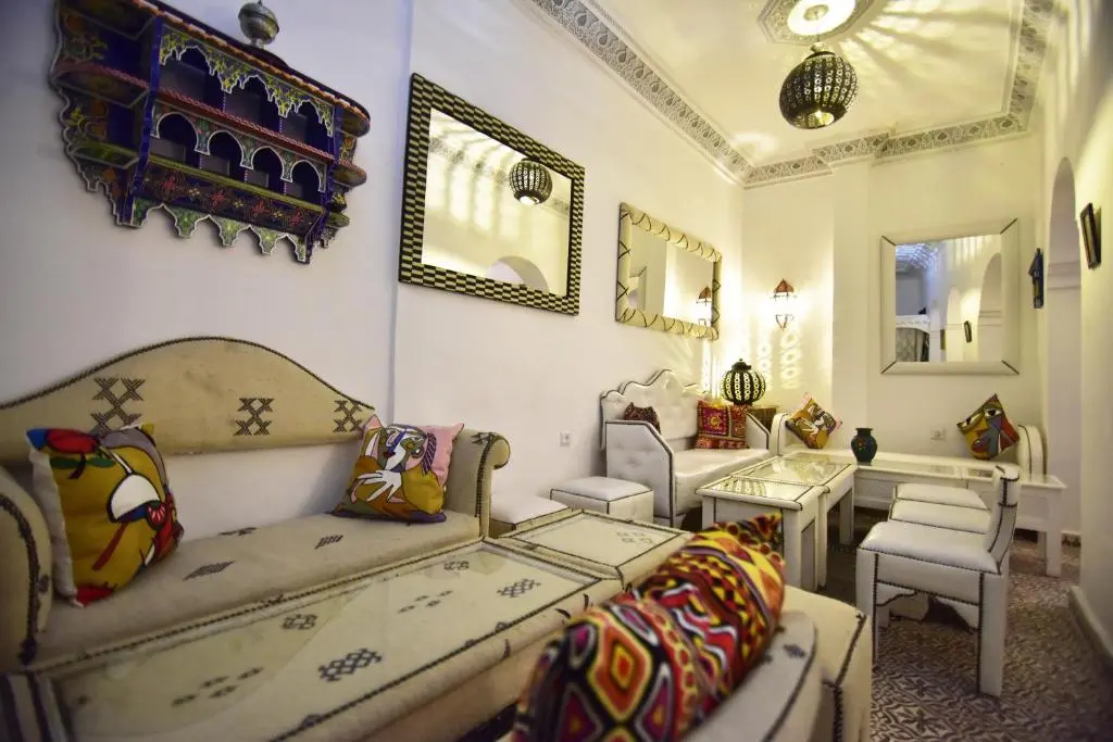 Traditional Moroccan salon inside Zoco Riad Tangier